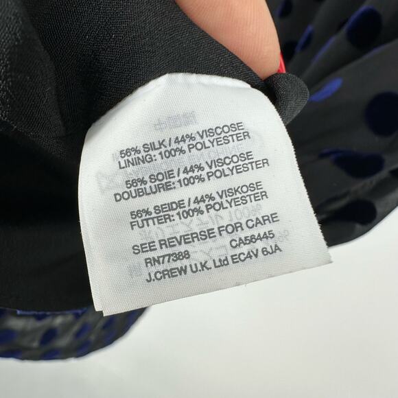 J. Crew Mini Silk Dress Size 6 Black Polka Dot Velvet Fairy Goth Crew Neck - Picture 5 of 12